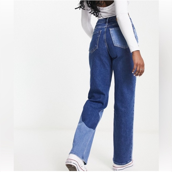 Hollister Ultra High Rise Dad Jean. Swirl patchwork jean. - Picture 2 of 9